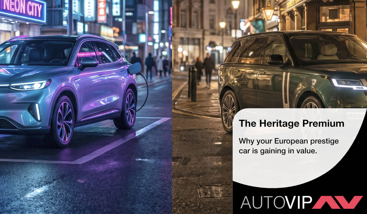 With a wave of new overseas brands flooding the new car market, European prestige vehicles are becoming highly sought after on the secondary market. Discover how the "Heritage Premium" is protecting the value of your Porsche, Range Rover, or Bentley.